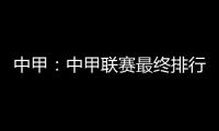 中甲	：中甲联赛最终排行榜 东亚夺冠 东进八喜降级