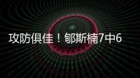 攻防俱佳！郇斯楠7中6拿到16分4板5帽1断 正负值+16